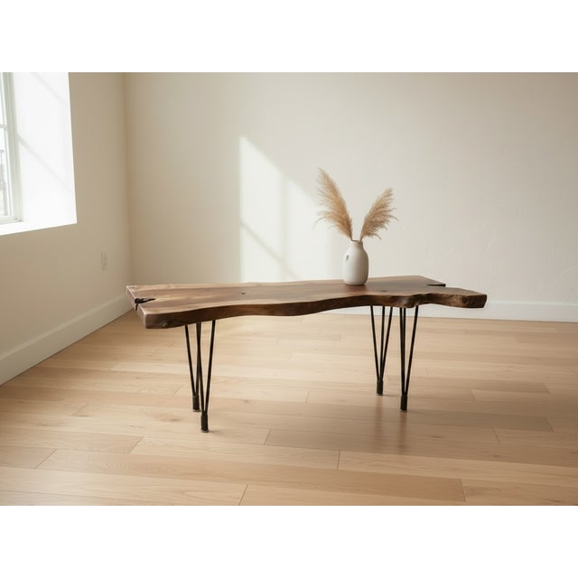Sienna Handcrafted Live Edge Black Walnut Coffee Table With Hairpin Legs For Sale - Image 8 of 18