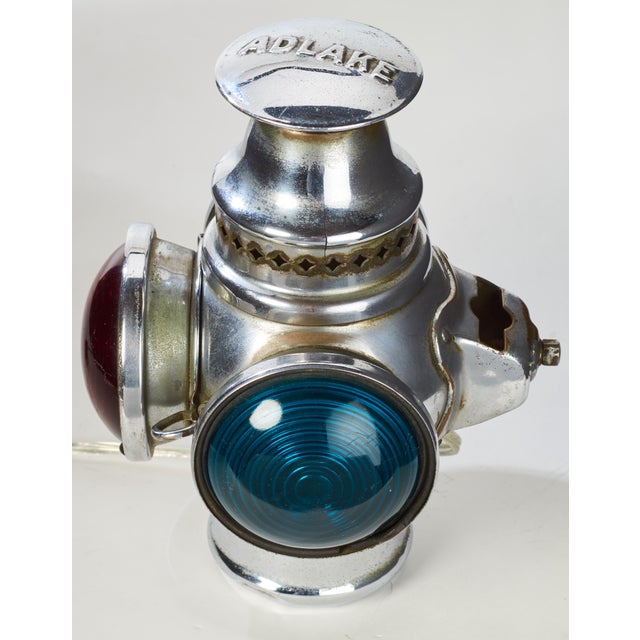 Metal Antique Chrome Plated Adlake Railroad Signal Lamp For Sale - Image 7 of 9