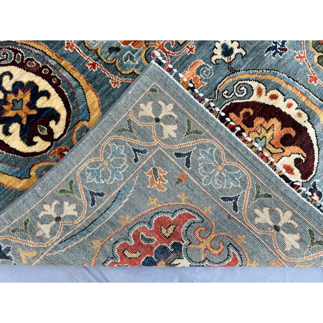 Hand-Knotted Afghan Suzani Chobi Wool Area Rug - 8'3" X 9'11" For Sale - Image 13 of 14