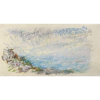 "Cerulean Sea" Contemporary Abstract Seascape Pastel Drawing by Ben Junta For Sale
