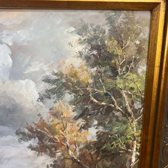 20th Century European School Impressionist Style Landscape Oil on Artist Board Framed Signed For Sale - Image 4 of 9