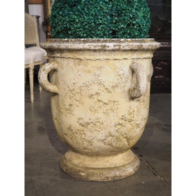 1970s Pair of Vintage French Cement Planters With Looped Handles, Circa 1970s For Sale - Image 5 of 18