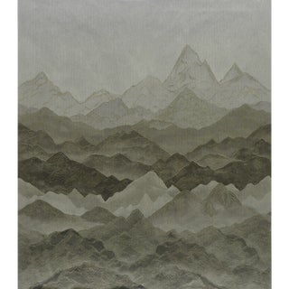 Schumacher Atmospheric Landscape Panel Set Wallpaper In Misty Mountains For Sale