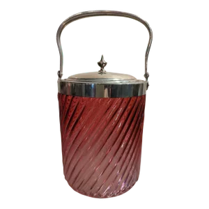 Late 19th Century Victorian Cranberry Glass Biscuit/Cookie Jar