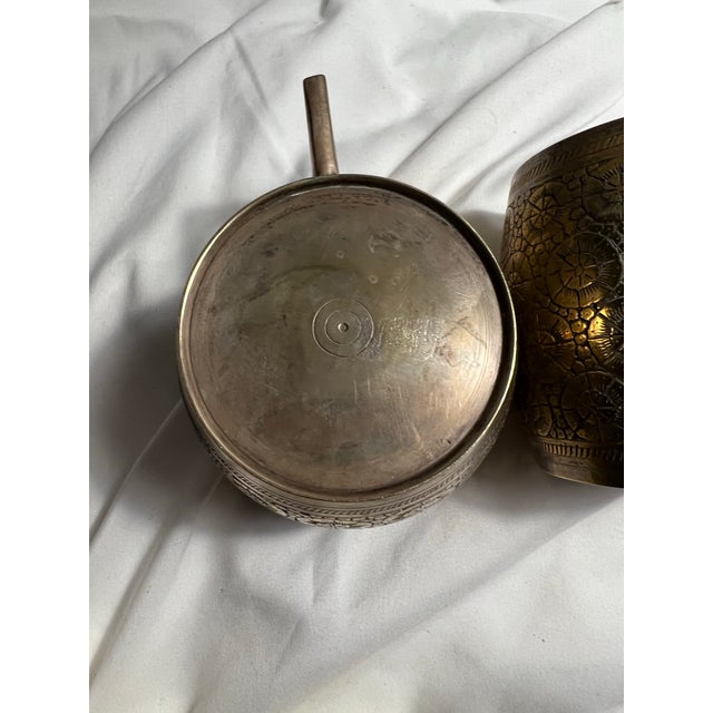 Vintage Brass Tankards or Mugs a Pair For Sale - Image 4 of 9