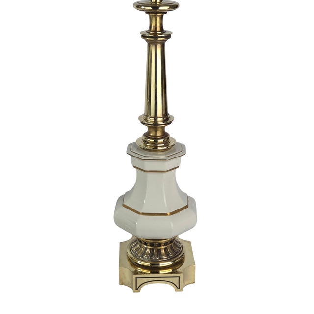 1960s Stiffel Brass and Porcelain Table Lamps, a Pair For Sale - Image 13 of 15