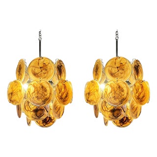 Vintage Italian Murano Glass Chandeliers, 1970s, Set of 2 For Sale