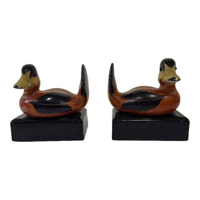 1990s Mottahedeh Italian Ruddy Duck Decoy Bookends | Chairish