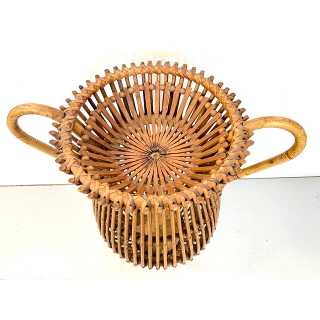 Wood Vintage Wicker and Bamboo Amphora Umbrella Stand, Italy, 1960s For Sale - Image 7 of 13