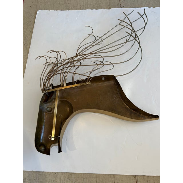 Gold Signed Curtis Jere Midcentury Modern Brass Horse Head Wall Sculpture For Sale - Image 8 of 10
