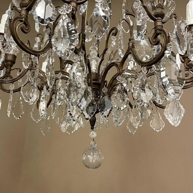 Valencia Crystal & Brass Chandelier For Sale - Image 11 of 13