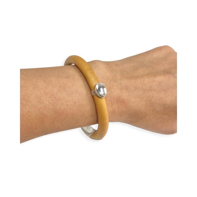 Metal 1970s Tiffany & Co. Elsa Peretti Silver/ Rattan Wood Cuff Bracelet For Sale - Image 7 of 9