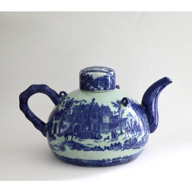 Blue Early 20th Century Blue and White Victoria Wear Teapot For Sale - Image 8 of 8