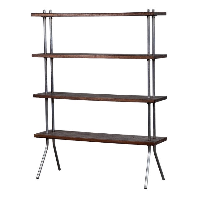 Bauhaus Style Dark Oak Shelving Unit, 1980s For Sale