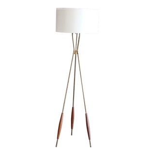 Gerald Thurston for Lightolier Brass Floor Lamp, 1950s For Sale