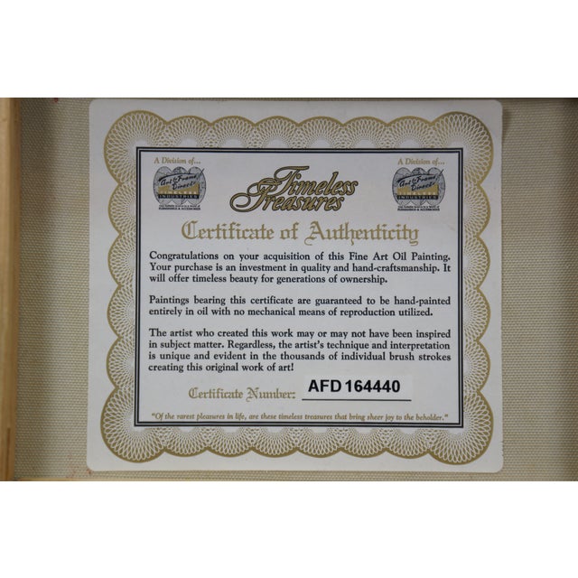 Late 20th Century Timeless Treasures Mediterranean Courtyard Terrace Seascape Oil Painting 18" For Sale - Image 11 of 12