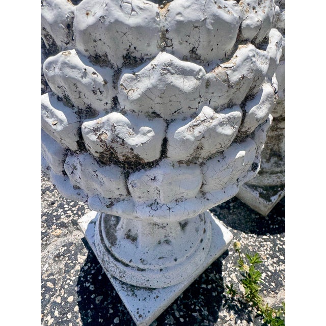 Great pair of vintage pinecone finials with an amazing naturally weathered finish and tons of texture. These are one solid...
