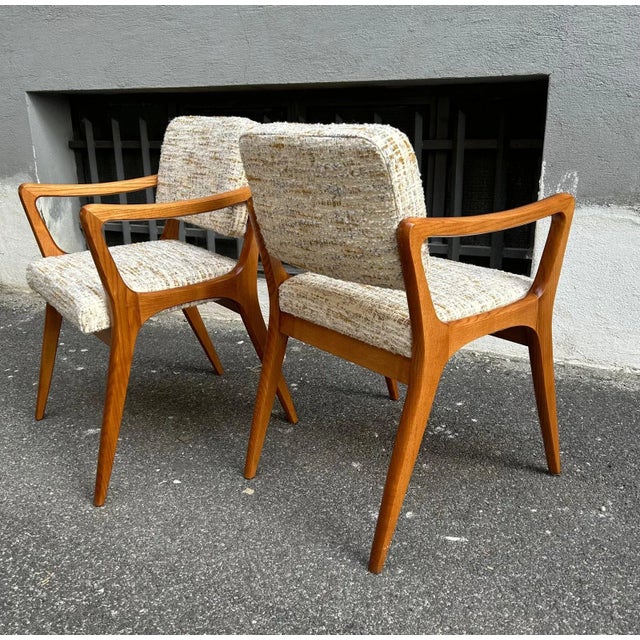 Set of Armchairs with Dark Wood Frame and White Bouclé Fabric, 2000s For Sale - Image 13 of 18