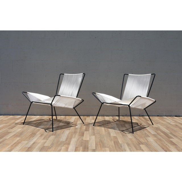 Vintage Pair of Iron and Rope Lounge Chairs | Mid Century Modern Sculptural Accent Chairs For Sale In Los Angeles - Image 6 of 18