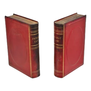 Vintage Italian Red Leather Bound "Patent Law" Faux Book Bookends (D) - Pair