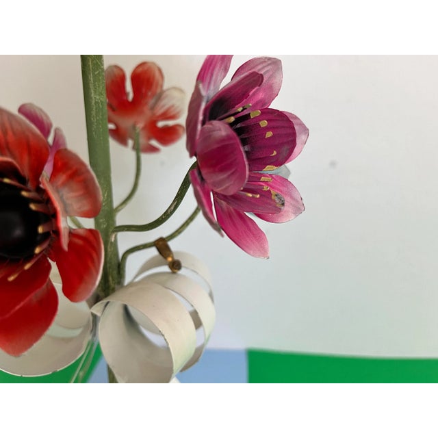 Cream Italian Flower Bouquet Lamp & Shade, C1960 For Sale - Image 8 of 12