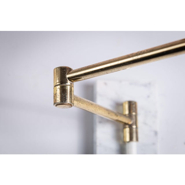 Metal Folding Arm Wall Lamp with Marble Base For Sale - Image 7 of 9