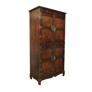 Vintage Asian Henredon Walnut Armoire Cabinet For Sale