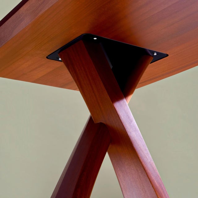 Sculptural X-Base Mahogany Dining Table by Michael Maximo For Sale - Image 10 of 10