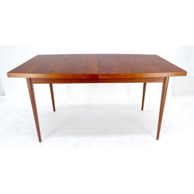 Danish Mid Century Modern Teak Boat Shape Dining Table w/ 3 12" Leaves MINT For Sale - Image 13 of 17