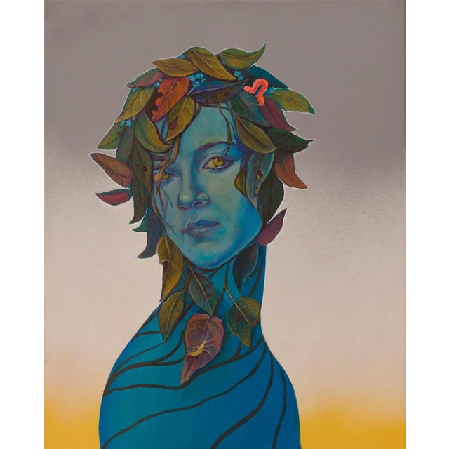 Natasha Lelenco, Blue Madonna with Flowers and Insects, 2021, Acrylic