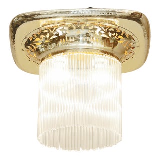 Art Nouveau Brass and Glass Ceiling Lamp, 1890s For Sale