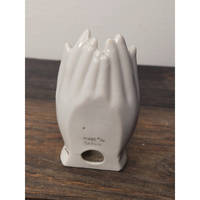 Mid 20th Century Porcelain Cupped Hands Trinket Dish - Made in Japan For Sale - Image 12 of 12