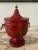 Mid Century French Scarlet and Gold Tole Covered Urn Ice Bucket For Sale - Image 6 of 12