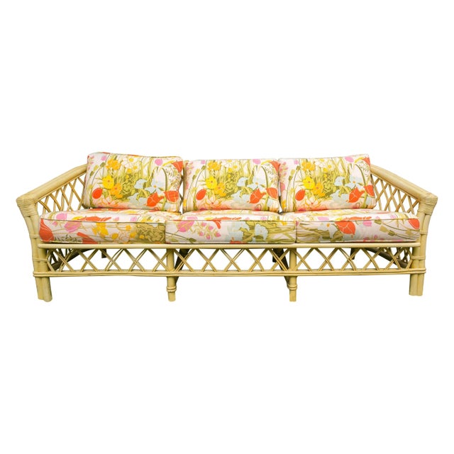 Vintage Ficks Reed Faux Bamboo Chinoiserie Style Sofa For Sale - Image 13 of 13