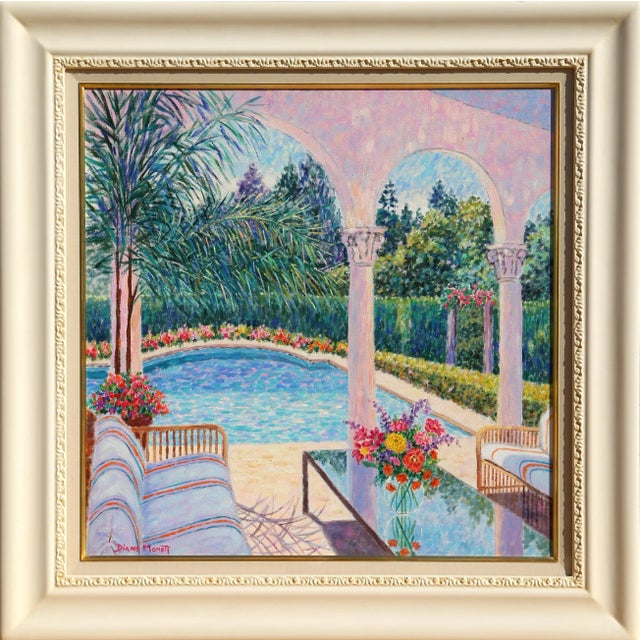 Diane Monet, "Spring by the Pool", Impressionist Landscape Painting For Sale