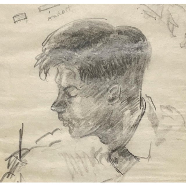 A Striking, 1930s Composite Sketch, Figure Study (Faces and Profiles- Portrait of a Young Man) by Noted Chicago Modern Artist, Harold Haydon For Sale - Image 4 of 5