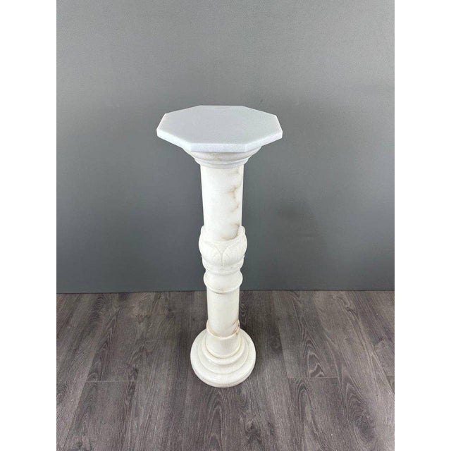 1950s Mid-Century Carved White Marble Column, 1950s For Sale - Image 5 of 8