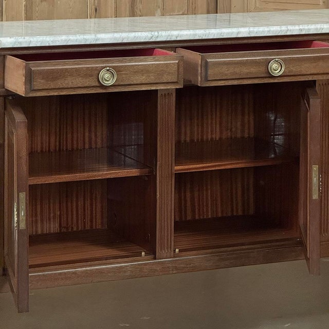 Mid 20th Century Grand French Louis XVI Mahogany Round-Sided Buffet With Carrara Marble For Sale - Image 13 of 18