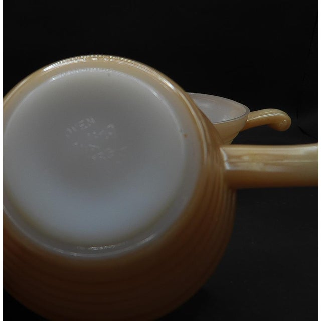 1950s Vintage FireKing Peach Lusterware Soup Chili Dip Beehive Bowls Handles- Set of 2 For Sale - Image 5 of 5