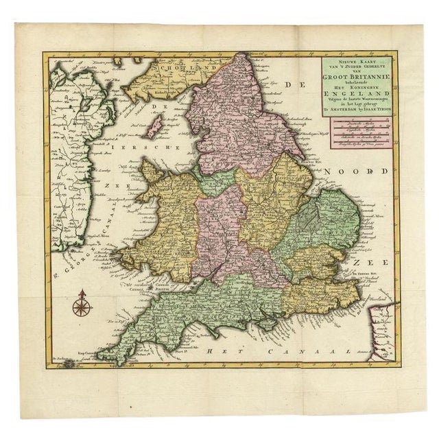 Antique map titled 'Nieuwe Kaart van 'T Zuider Gedeelte van Groot Britannie behelzende Het Koningryk Engeland (\.).'...