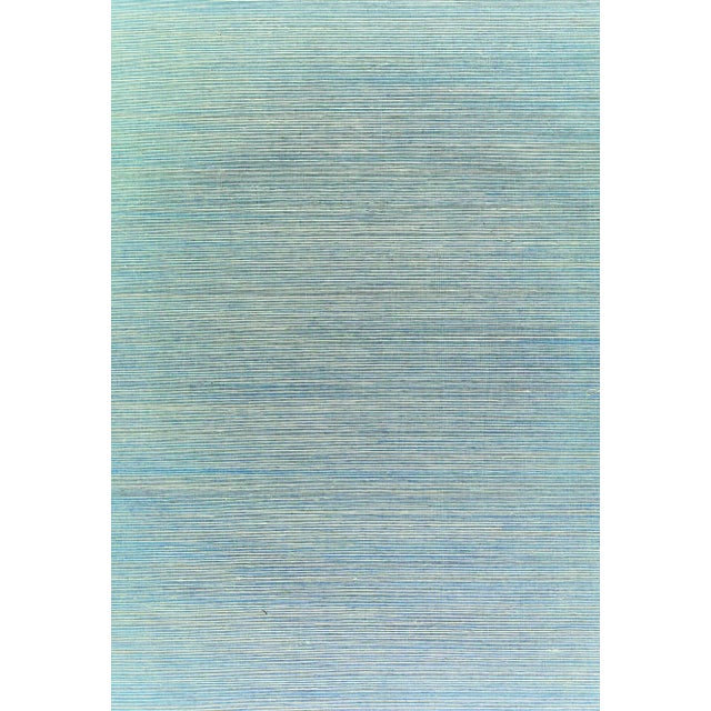 Sample - Schumacher X Celerie Kemble Haiku Sisal Wallpaper in Cerulean For Sale