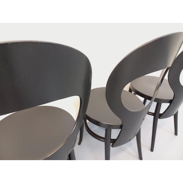 Vintage Mouette Chairs in Black Wood from Baumann, 1960s, Set of 4 For Sale - Image 17 of 18