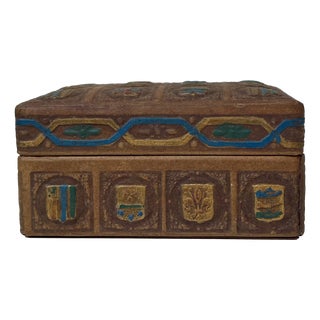Vintage Italian Jewelry Box in Embossed Leather, 1950s For Sale