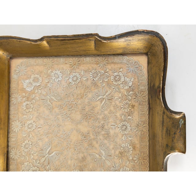 Late 19th Century 19th Century Victorian Silk or Cotton Lace Embroidered Doily in Giltwood Tray For Sale - Image 5 of 8