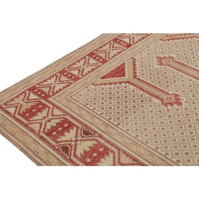 Traditional 1950s Vintage Persian Rug in Beige-Brown and Red Geometric Patterns From Rug & Kilim For Sale - Image 3 of 8