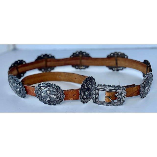 1930s 1930s Antique Silver 9 Concho Belt For Sale - Image 5 of 6