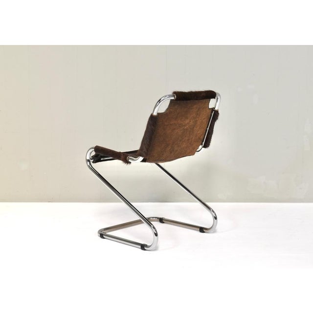 Black Vintage Italian Chair in Cowhide and Chrome, 1970s For Sale - Image 8 of 16