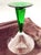 Late 20th Century Vintage Martini/Cocktail Glasses With Etched Design and Green Stems - A Pair For Sale - Image 5 of 8