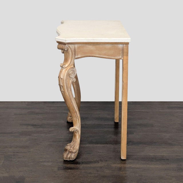 Traditional Vintage Carved Wood Console Table For Sale - Image 3 of 9