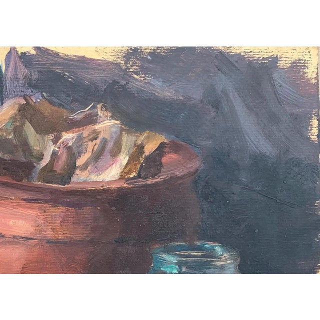 Realism Vintage Still Life Oil Painting, Food & Pottery, Ukrainian Art 24-34 For Sale - Image 3 of 6